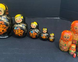 Set Of Two Hand Painted Russian Nesting Dolls