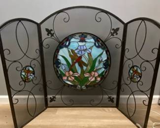 Faux Stained Glass Fireplace Screen