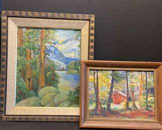 Two Oil Paintings Sylvan Peace By Ruth Nicholas  Unknown Artist
