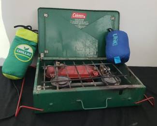 Vintage Coleman Green Stove With Two Travel Hammocks