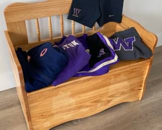 Wooden Childrens Bench Trunk With UW Merch