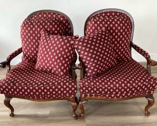 Pair of Bassett Upholstered Arm Chairs