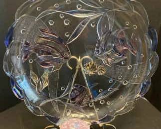 Mikasa Tropical Fish Glass Platter Hand Blown Fish Decor