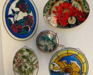 Five Handpainted Glass Suncatchers
