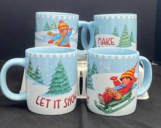 Mary Engelbreit Ink Set of Four Ceramic Christmas Mugs