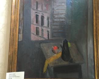 Purchased from prominent Argentine artist Francisco Valdivieso at his atelier in Buenos Aires. View is of side of Argentine Congress building from artist’s workroom. Includes high quality book in Spanish about the artist and his work.