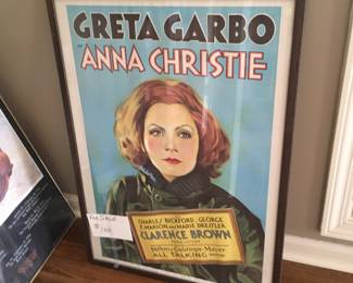 Framed movie poster of a Garbo classic.
