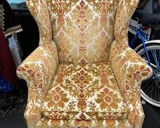 Paisley Velvet Wing Chair