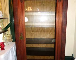 Antique Victorian Mahogany Glass Front Display Cabinet with glass shelves (Lighted)