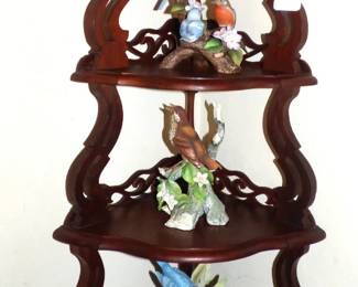 Antique Corner Shelf with Andrea Bird Figurines