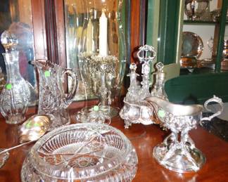 Cut glass and silverplate item
