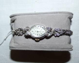 Ladies 14K White Gold with diamonds Watch