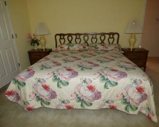 King Size Bed, 2 Night Stands, Chest of Drawers, Dresser Mirror ALL sold together