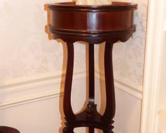 One of a par of Mahogany Pedestals with metal insert