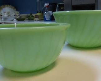 Fire King Jadeite Swirl Mixing Bowls