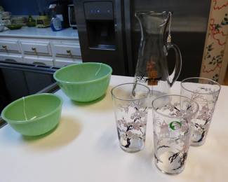 MCM drinking glasses, Advertising pitcher