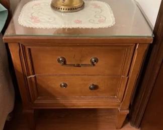 And there are two bedside tables. While they may need cosmetic work (replacement of handles), they are in good shape.