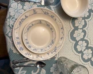 This is the alternate vintage Corelle pattern (First of Spring) which was used to augment and allow for a larger number of people eating.
