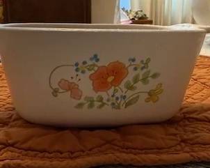 Small vintage corning ware dish in wildflower design