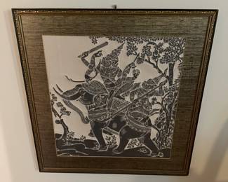This is part of a pair (with the prior picture), and is also a stone rubbing featuring a battle.