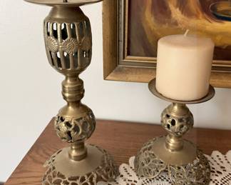 Pierced Brass candleholders