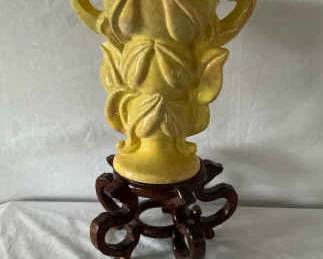003 Gonder Yellow Leaf Vase