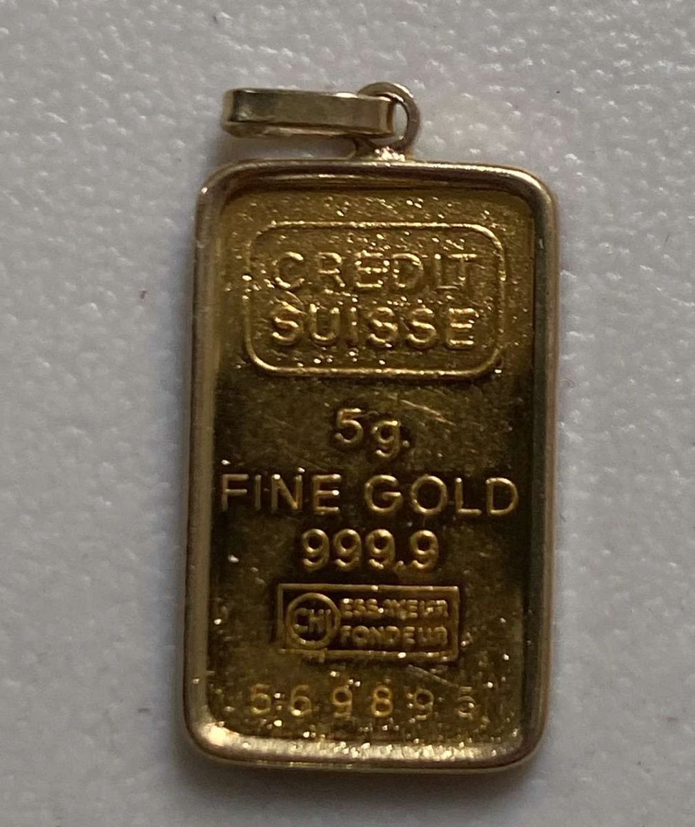 24K Gold Ingot Pendedant Loop Attachment Is 18K Gold 30 Grams