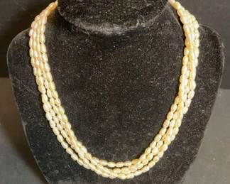 Fresh Water Pearl Necklace With Gold Plated Silver Clasp