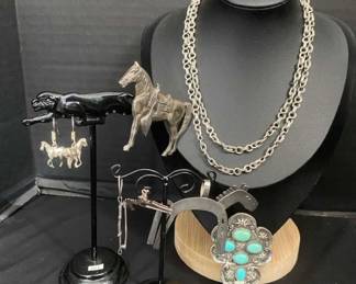 925 And Sterling Necklace Pendants Broaches Earrings Horse Theme
