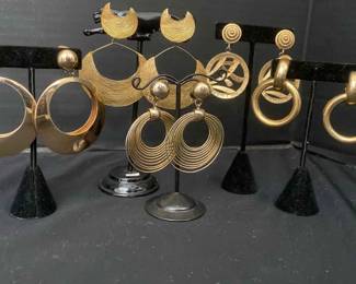 Vintage Gold Tone Clip On Earrings By Napier Bergere And Model