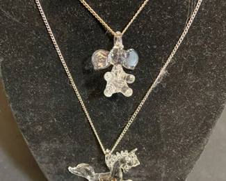 Vintage Glass Horse Elephant Necklaces