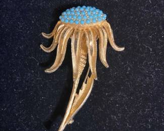 BSK Vintage Turquoise Flower Decorative Pin