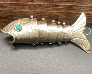 Taxco Mexico Sterling Silver Articulated Fish Bottle Opener