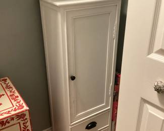 Tall White Cabinet with Drawer