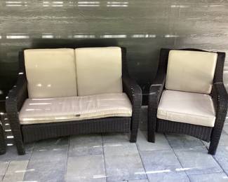 Outdoor Wicker Furniture Chair and Loveseat