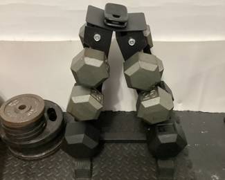 Dumbell rack and 6 dumbells