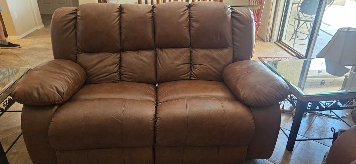 Pleather loveseat - $90.00