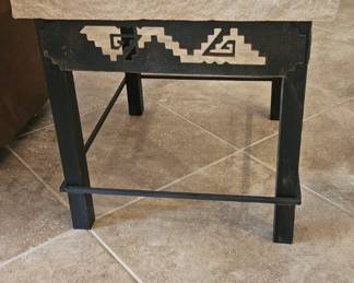 Southwest style endtable × 2 -  $60.00 
Dimensions:
20 inches wide
24 inches deep
20 3/4 inches tall