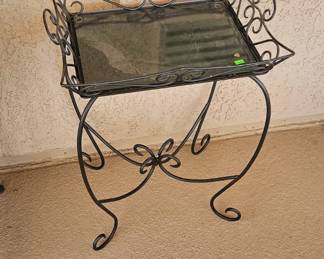 Small glass and metal table - $20.00