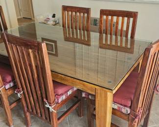 Mission style table and 6 chairs
$325.00
Dimensions: 
42 inches deep
72 inches wide
32 inches tall