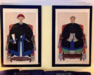 Pair of Chinese ancestral paintings on silk, framed with acrylic cases (removed for photos)
4’ x 6’ each