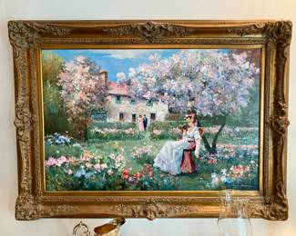 Garden landscape painting by W. CT Gotner