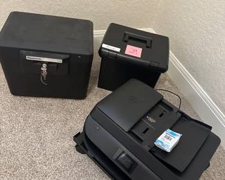 Lot 29 HP, printer, lockbox and file box $55 