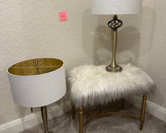 Lot 44 pair of lamps and bougie stool. $75