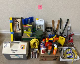 Lot 41. Tool and product lot.  Also includes electrical wire plugs switch plate covers extension cord.  $60 