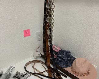 Lot 55. Hats and belts.  $15 