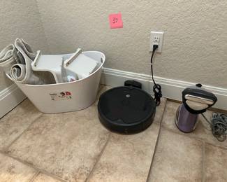 Lot 37 Robo, vac steamer tub of containers and rug  $45 