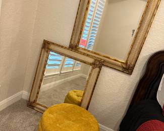 Lot 45 2 mirrors and around yellow ottoman. $85