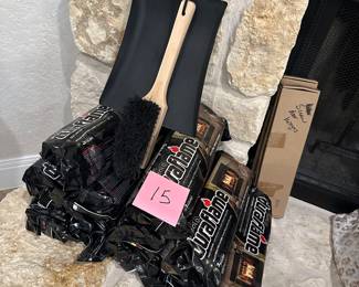 Lot 15   Dura logs and fireplace tools $20