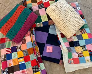 Lot 18   Four homemade quilts, two Afghan blankets. $125 
